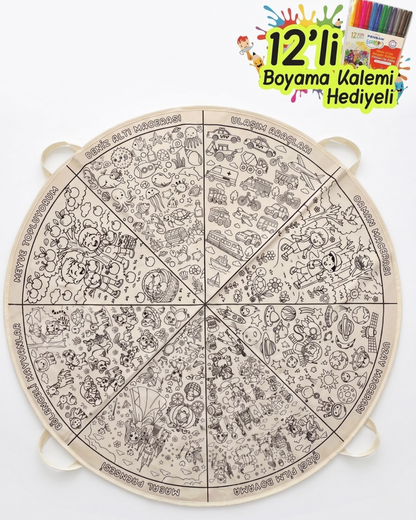 Eğitici Boyama Halısı - Zeka Geliştirici Aktivite Seti - Tekrar Boyanabilir V2