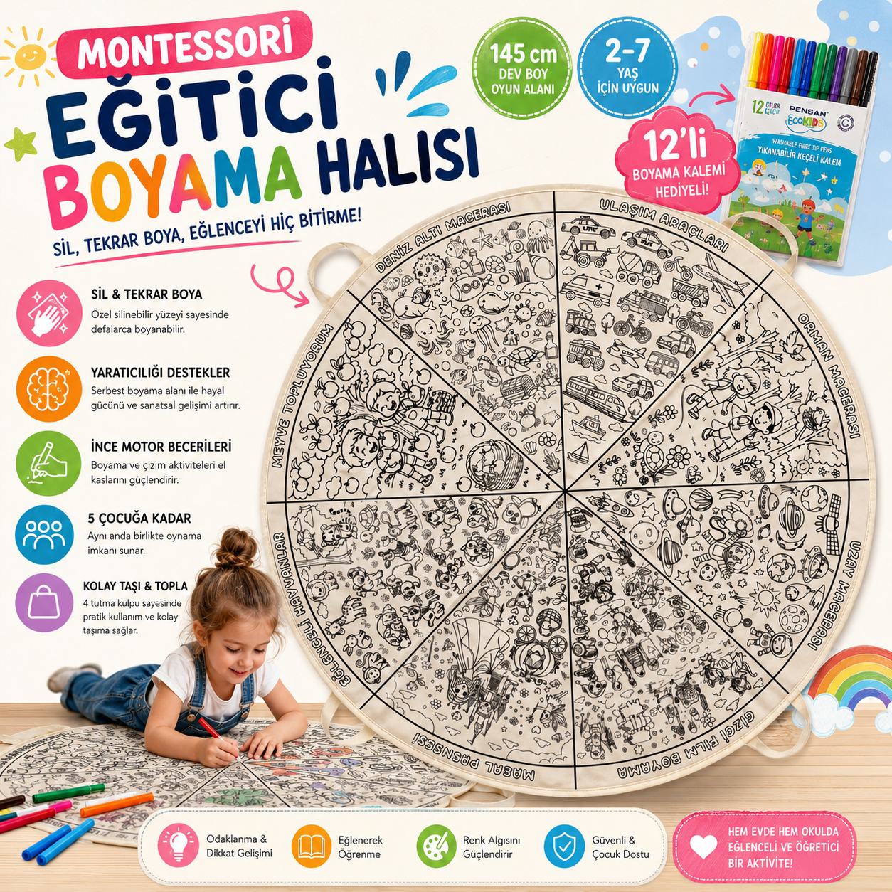 Montessori Eğitici Öğrenme / Boyama Halısı