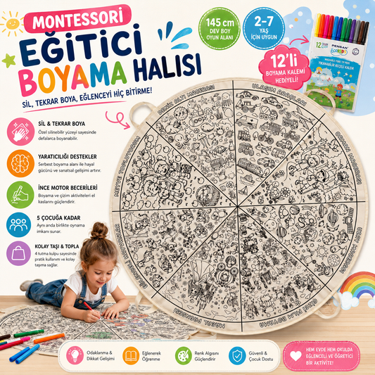 Montessori Eğitici Öğrenme / Boyama Halısı