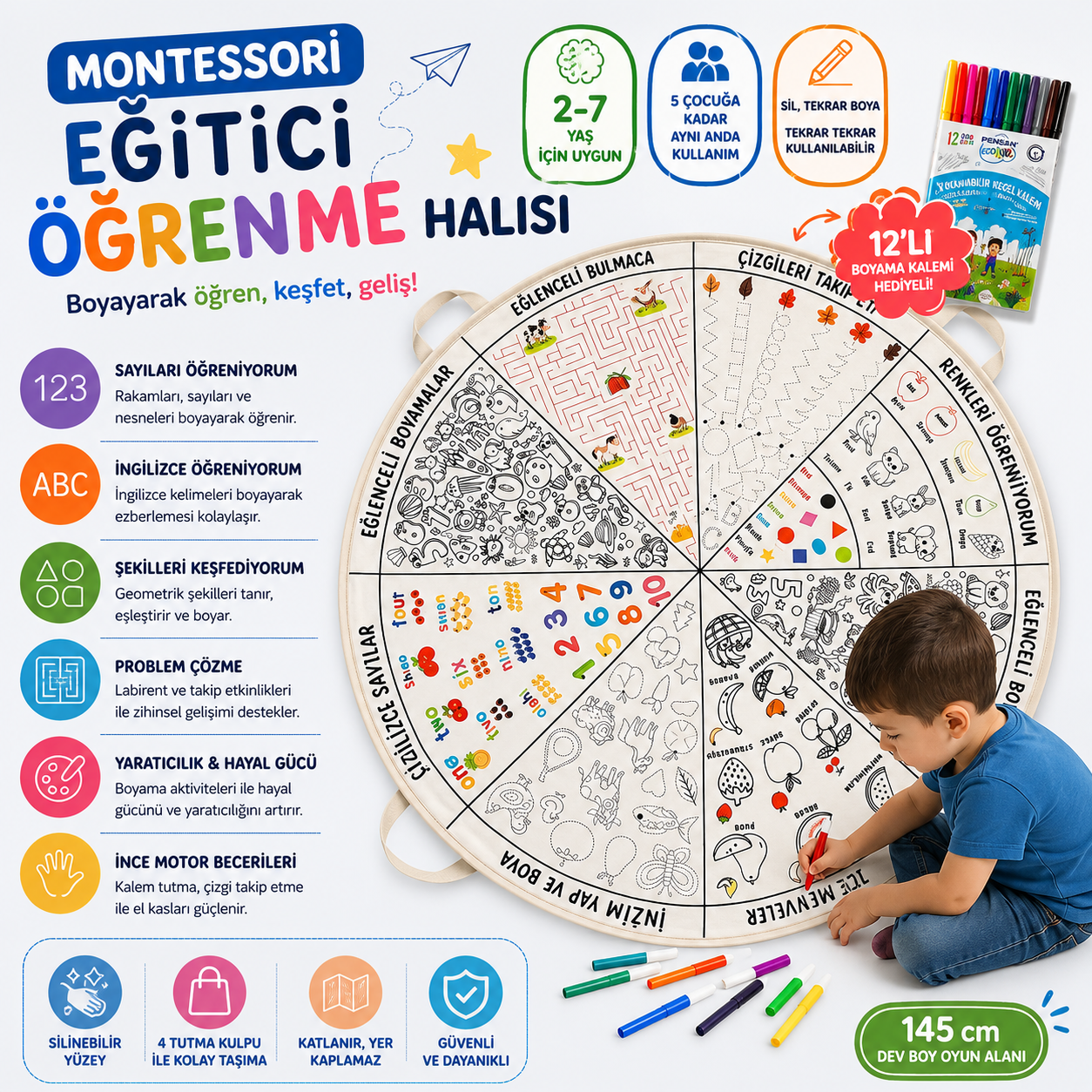 Montessori Eğitici Öğrenme / Boyama Halısı