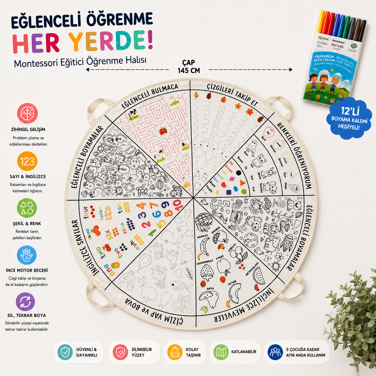 Montessori Eğitici Öğrenme / Boyama Halısı