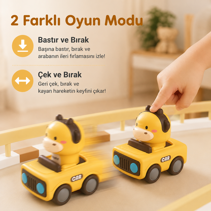 Montessori Bas-Git Hayvan Araba Seti