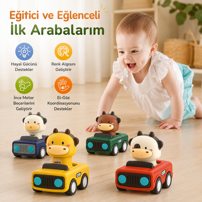 Montessori Bas-Git Hayvan Araba Seti
