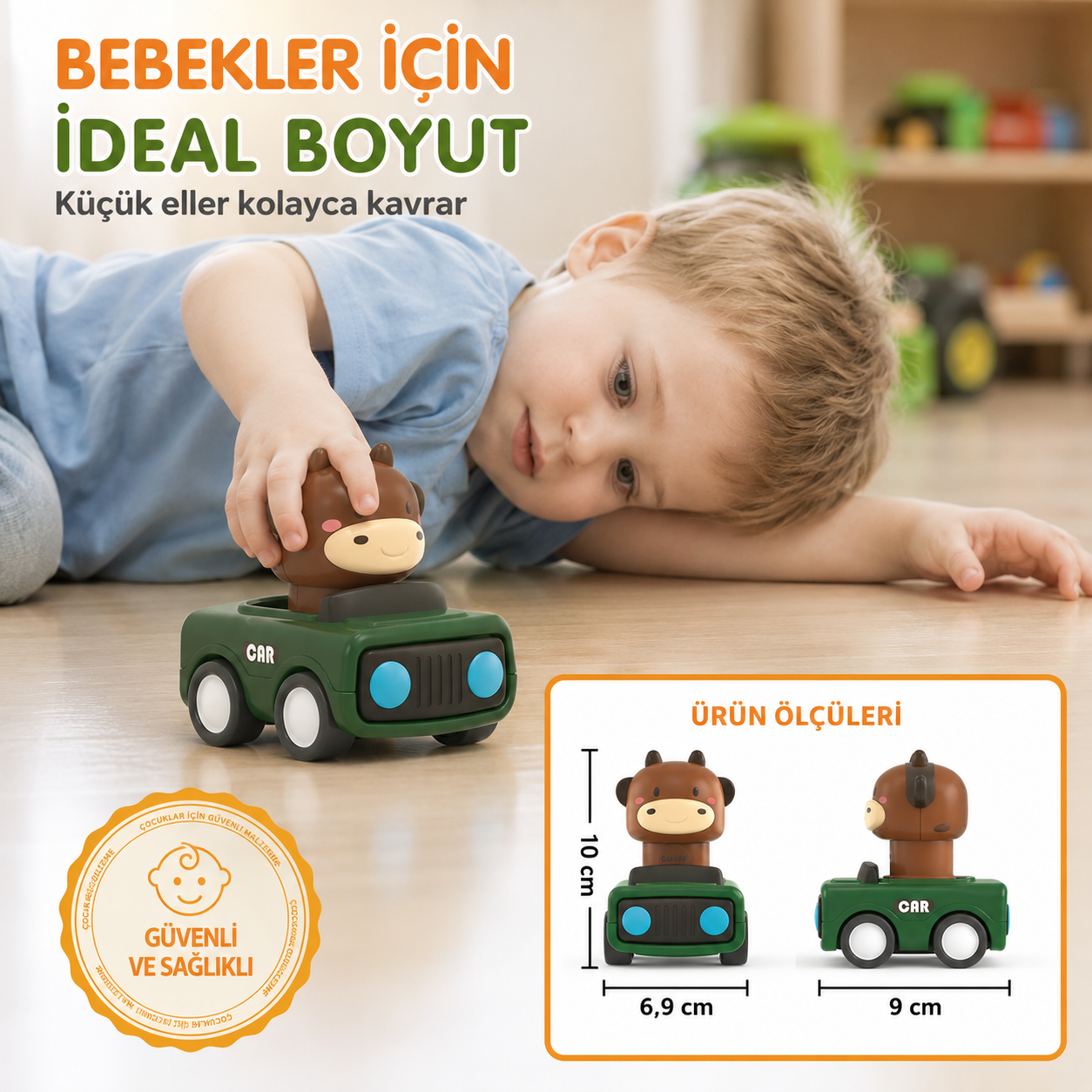 Montessori Bas-Git Hayvan Araba Seti