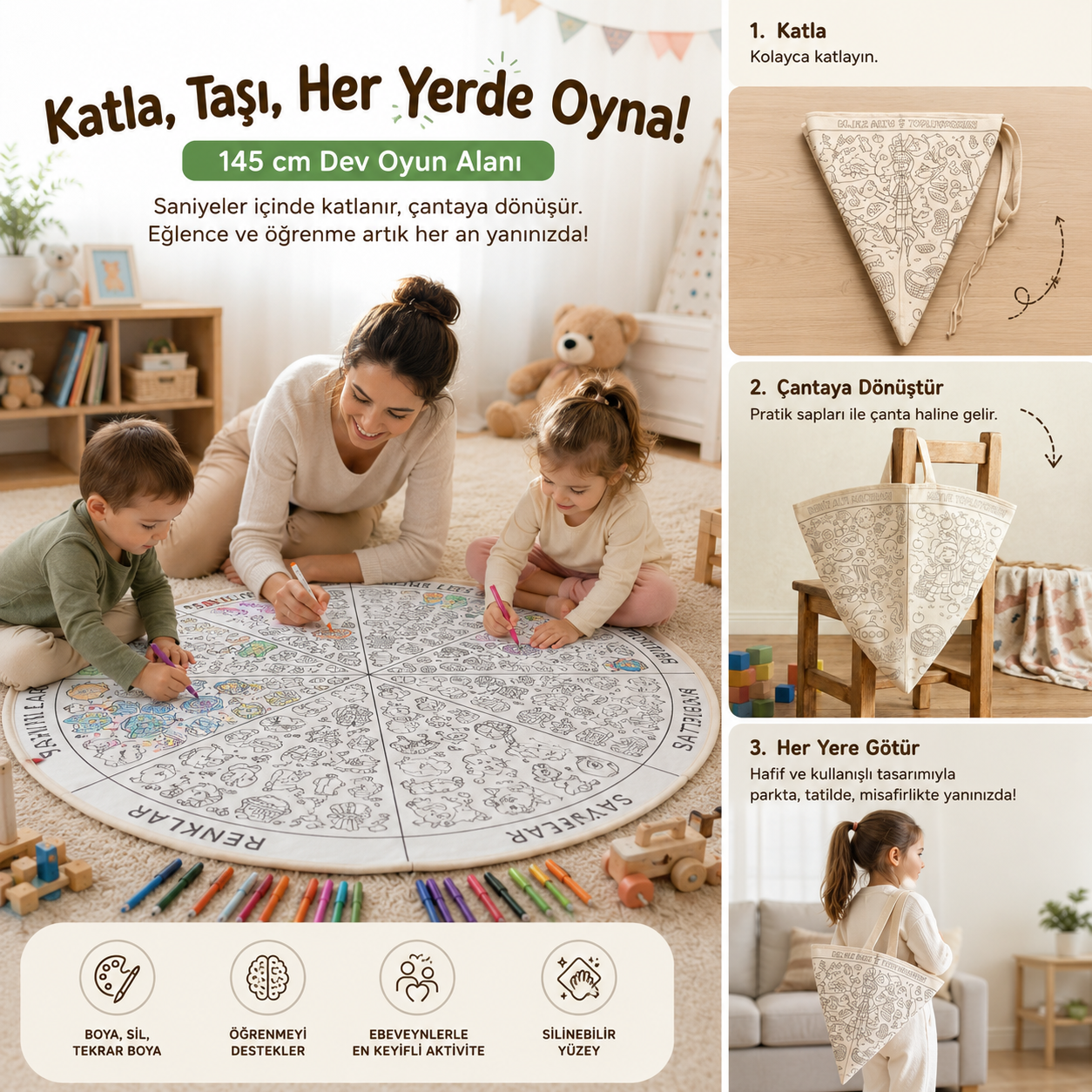 Montessori Eğitici Öğrenme / Boyama Halısı
